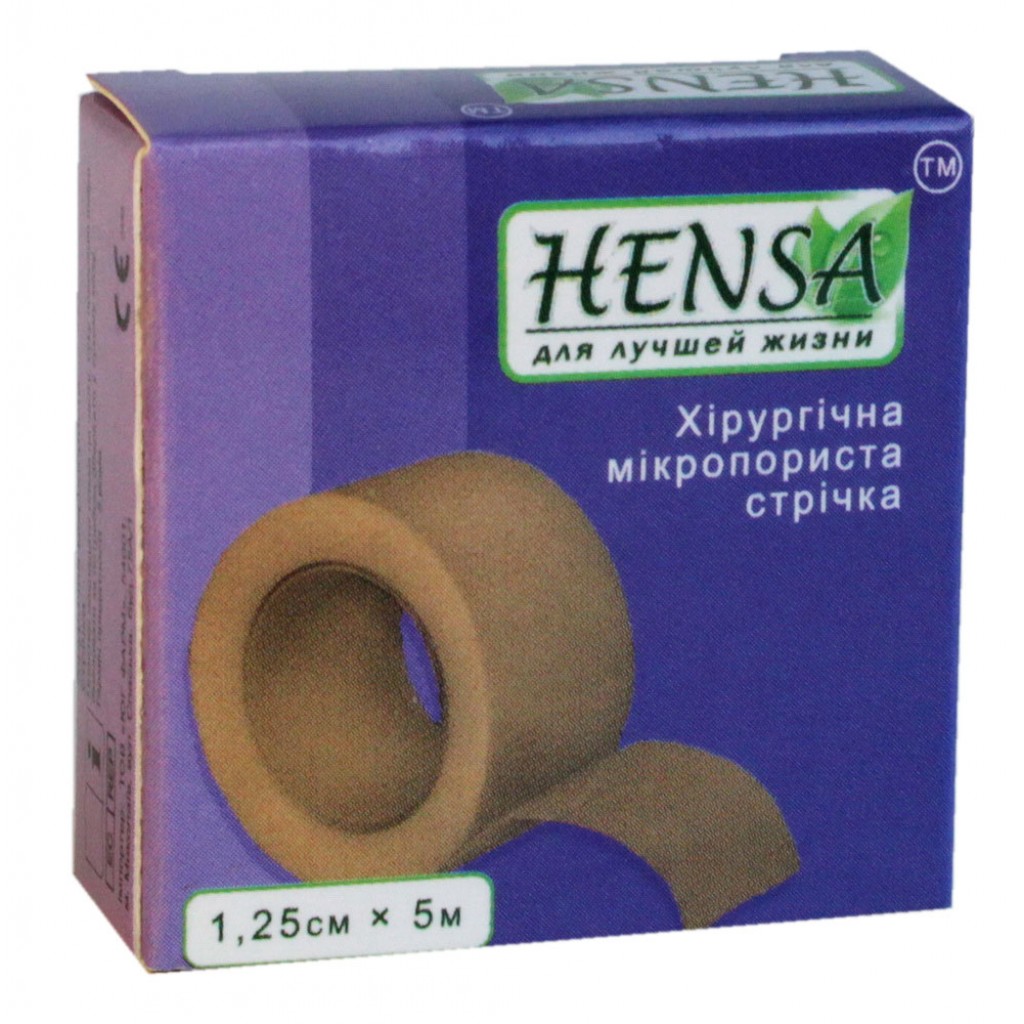 Пластир на котушці Hensa паперовий тілесний 1,25 смх5м