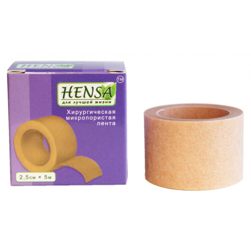 Пластир на котушці Hensa паперовий тілесний 2,5 см5