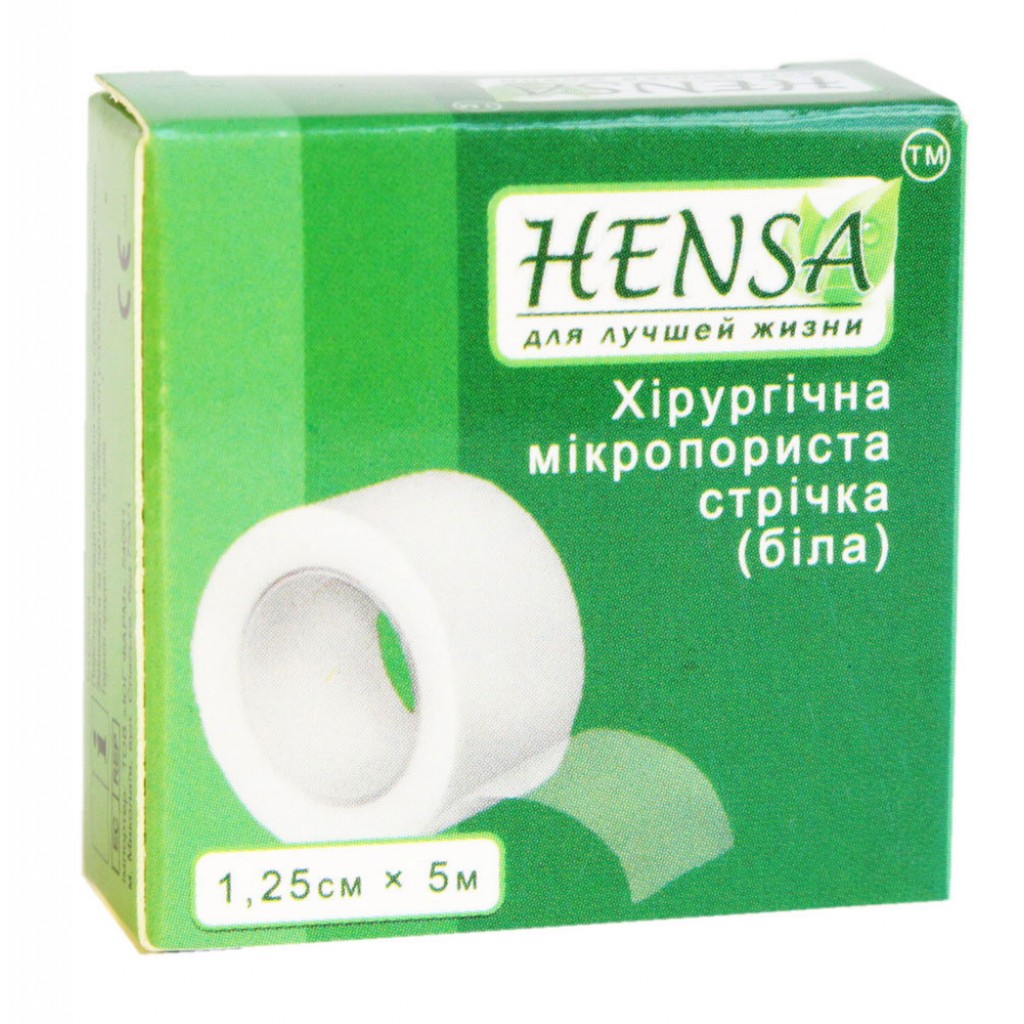 Пластир на котушці Hensa паперовий білий 1,25 см5