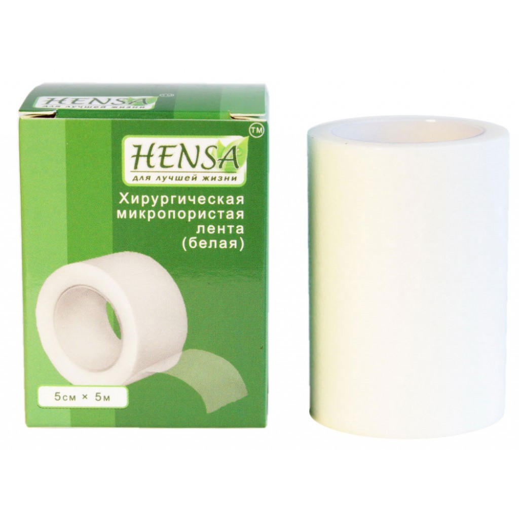 Пластир на котушці Hensa паперовий білий 5cмх5м