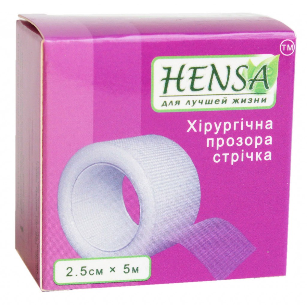 Пластир на котушці Hensa полімерний прозорий 2,5 см5