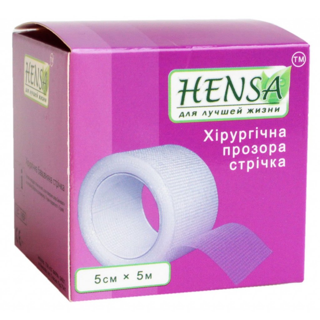 Пластир на котушці Hensa полімерний прозорий 5cмх5м
