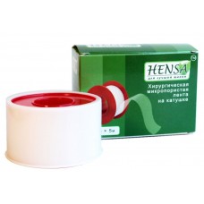 Пластир на котушці Hensa паперовий білий 2,5 cмх5м у пластиковій котушці