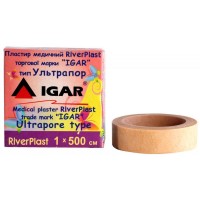 Пластырь на катушке ИГАР RiverPLAST Ultrapore бумажный телесный 1смх5м