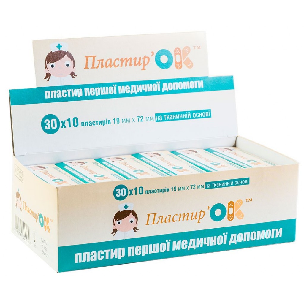 Набір пластирів ПластирОК ткані тілесні 1,9смх7,2см 10 шт