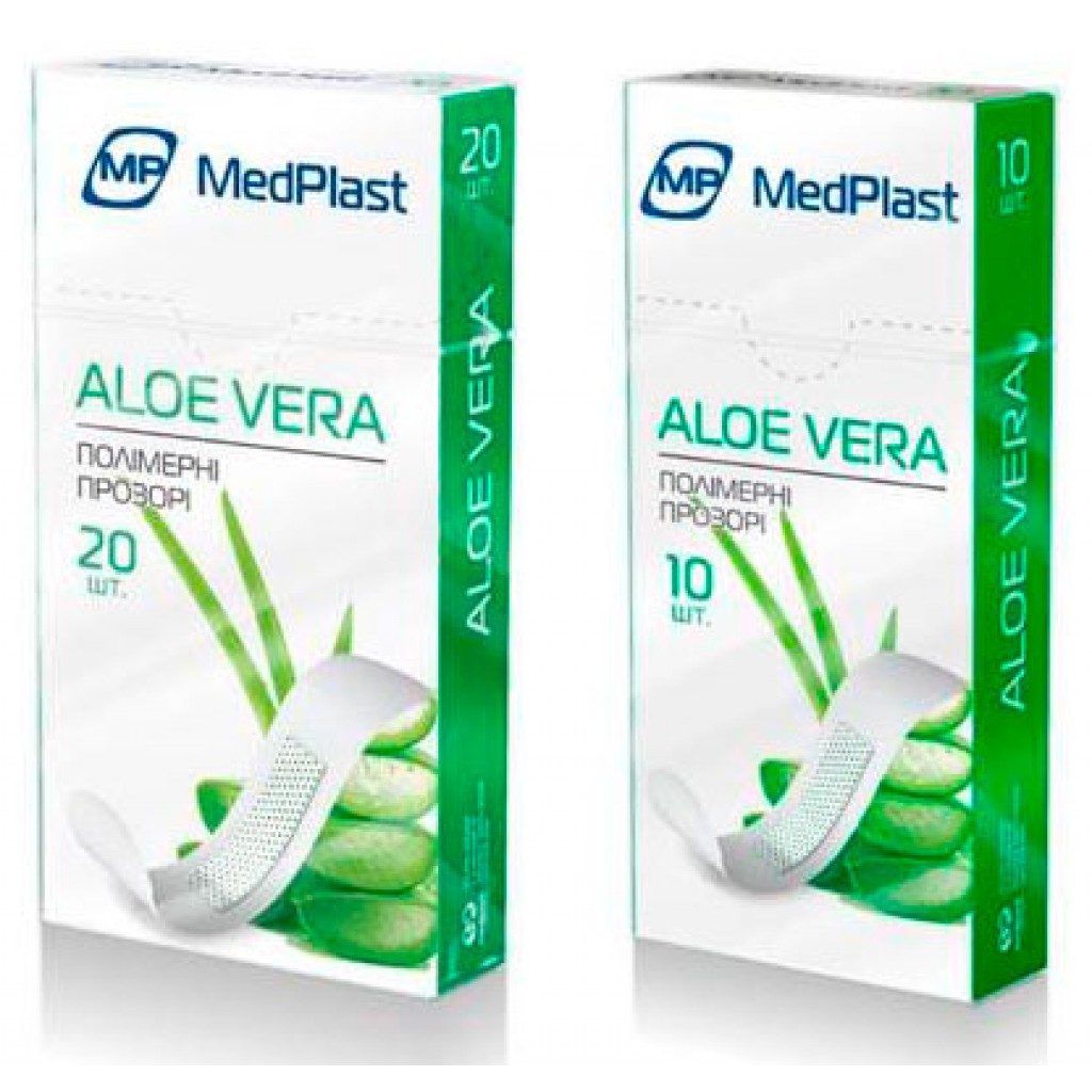 Набір пластирів MedPlast Aloe Vera полімерні прозорі 1,9смх7,2см 20шт