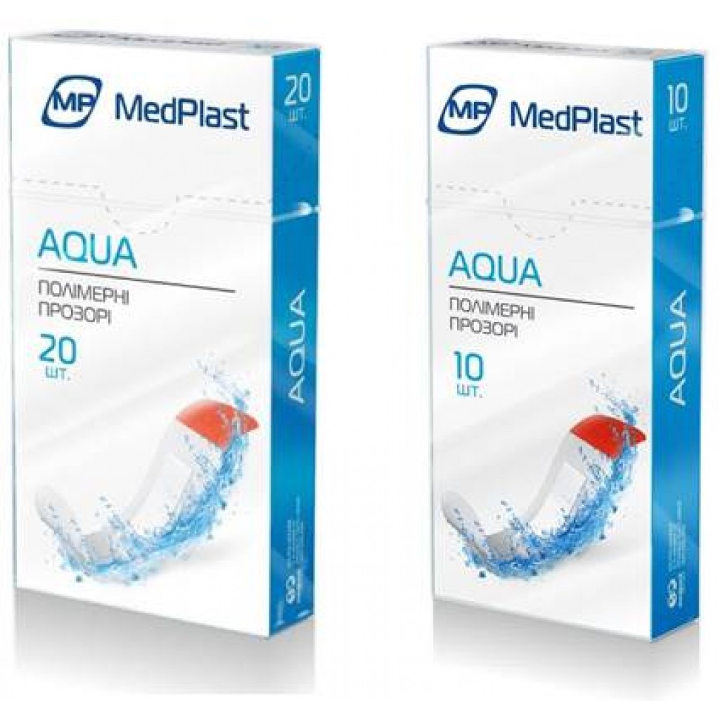 Набір пластирів MedPlast Aqua водостійкі прозорі полімерні 1,9смх7,2см 20шт
