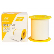 Пластир на котушці MedPlast шовковий білий 5смх5м у пластиковій котушці