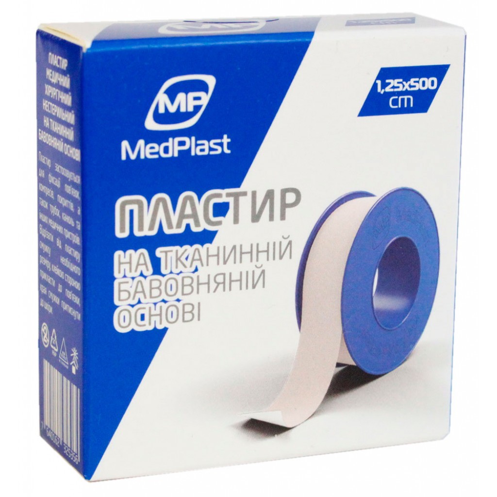 Пластир на котушці MedPlast тканий тілесний 1,25 смх5м у пластиковій котушці