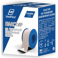 Пластир на котушці MedPlast тканий тілесний 2,5смх5м у пластиковій котушці