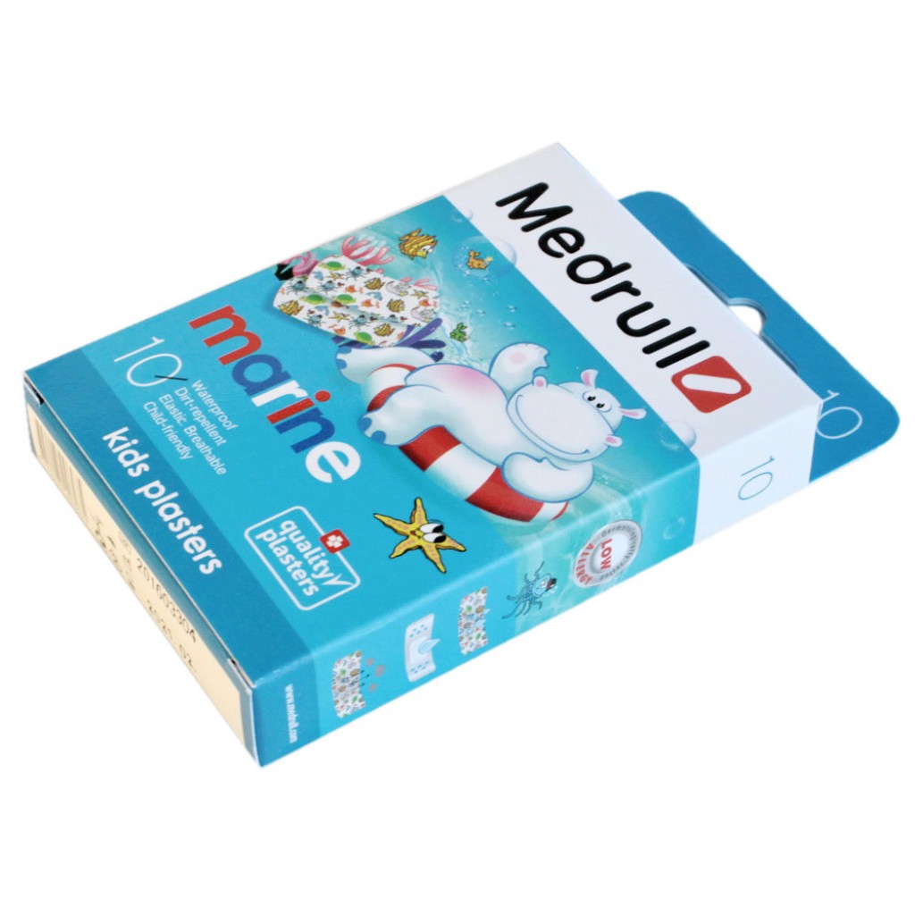 Набір пластирів Medrull Marine дитячий полімерний 1,9смх7,2см 10шт