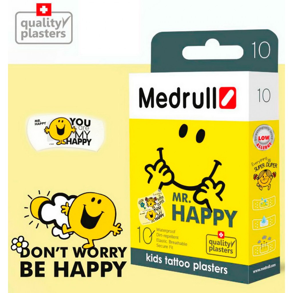 Набір пластирів Medrull Mr.HAPPY дитячий еластичний поліуретановий 2,5смх5,7см 10шт