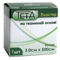 Пластырь на катушке Teta тканый белый 3смх5м